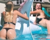 Ireland Baldwin Flaunts Peachy Bottom In Thong Bikini As She Frolics With Inflatable