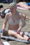 ZARA LARSSON in Bikini at a Beach in Barcelona